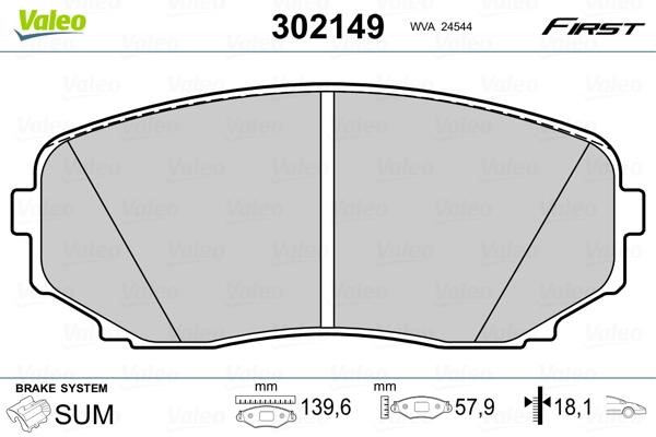 Valeo 302149 Гальмівні колодки передні, комплект 302149: Приваблива ціна - Купити у Польщі на 2407.PL!