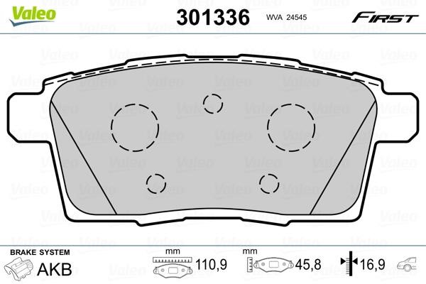 Valeo 301336 Rear disc brake pads, set 301336: Buy near me at 2407.PL in Poland at an Affordable price!