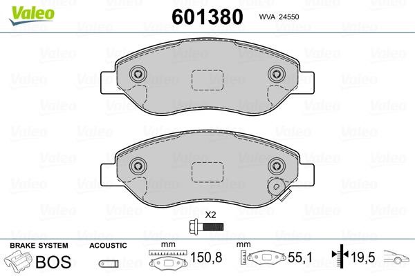 Valeo 601380 Brake Pad Set, disc brake 601380: Buy near me in Poland at 2407.PL - Good price!