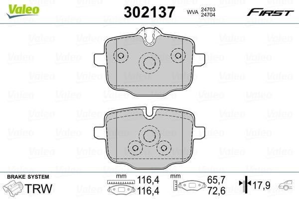 Valeo 302137 Front disc brake pads, set 302137: Buy near me in Poland at 2407.PL - Good price!