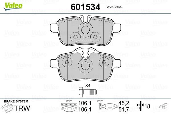 Valeo 601534 Scheibenbremsbeläge hinten eingestellt 601534: Kaufen Sie zu einem guten Preis in Polen bei 2407.PL!