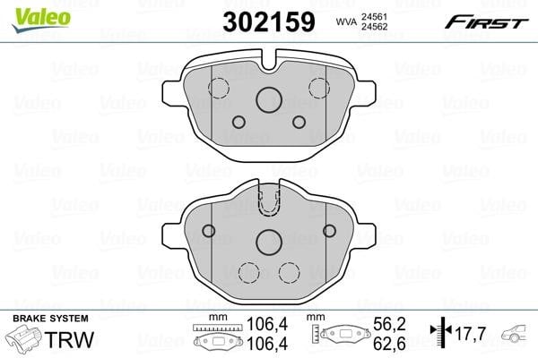 Valeo 302159 Rear disc brake pads, set 302159: Buy near me in Poland at 2407.PL - Good price!