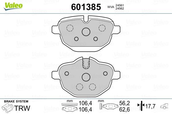 Valeo 601385 Тормозные колодки дисковые, комплект 601385: Отличная цена - Купить в Польше на 2407.PL!