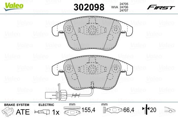Valeo 302098 Front disc brake pads, set 302098: Buy near me at 2407.PL in Poland at an Affordable price!