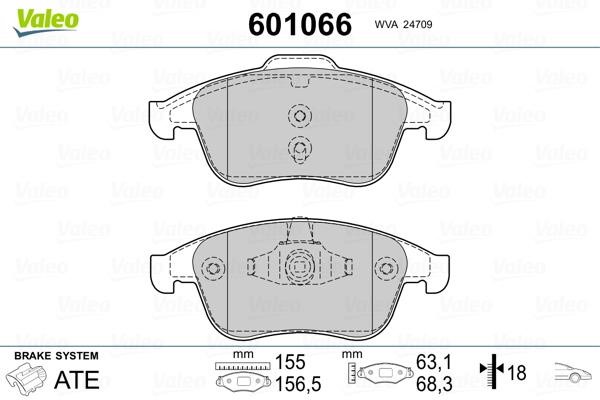 Valeo 601066 Brake Pad Set, disc brake 601066: Buy near me in Poland at 2407.PL - Good price!