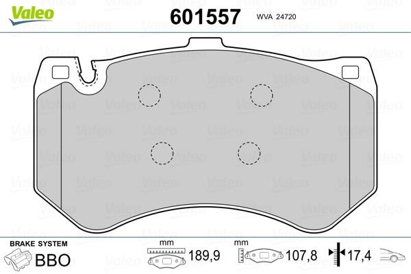 Valeo 601557 Front disc brake pads, set 601557: Buy near me in Poland at 2407.PL - Good price!
