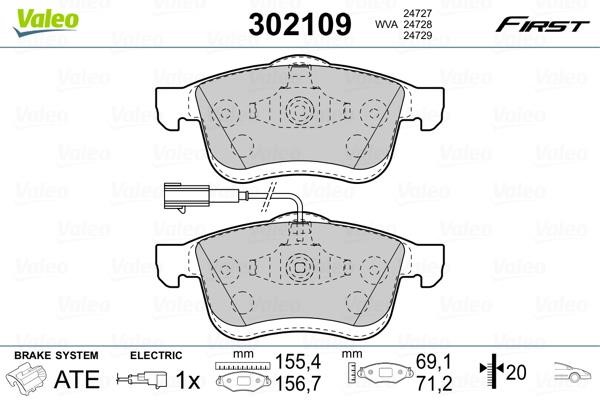 Valeo 302109 Front disc brake pads, set 302109: Buy near me at 2407.PL in Poland at an Affordable price!