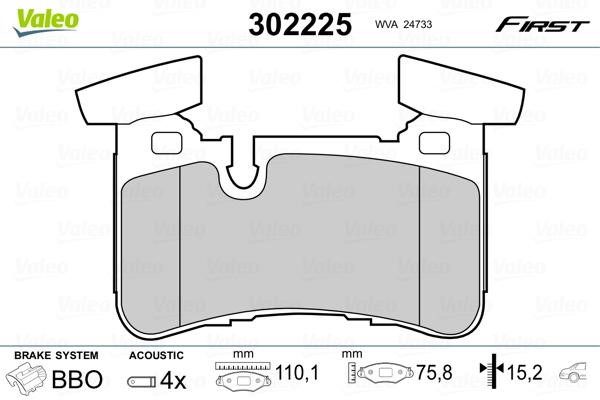 Valeo 302225 Front disc brake pads, set 302225: Buy near me in Poland at 2407.PL - Good price!