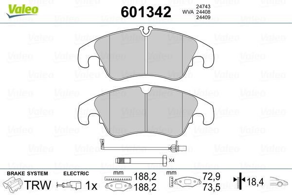 Valeo 601342 Brake Pad Set, disc brake 601342: Buy near me in Poland at 2407.PL - Good price!