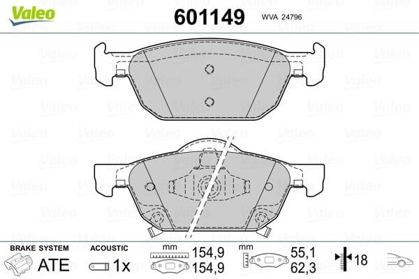 Valeo 601149 Klocki hamulcowe, zestaw 601149: Dobra cena w Polsce na 2407.PL - Kup Teraz!