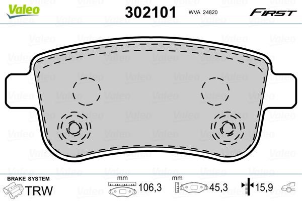 Valeo 302101 Rear disc brake pads, set 302101: Buy near me at 2407.PL in Poland at an Affordable price!