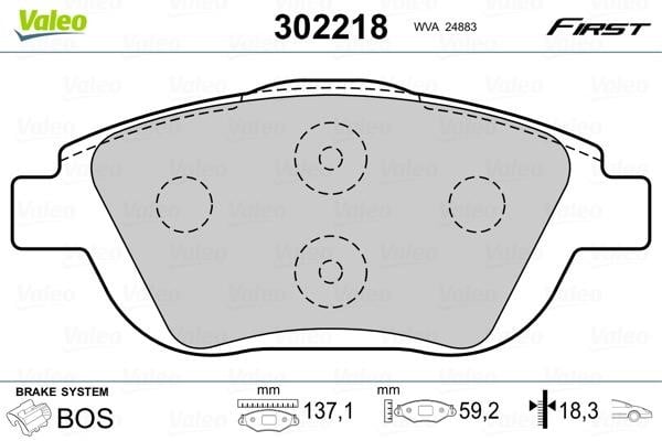 Valeo 302218 Front disc brake pads, set 302218: Buy near me at 2407.PL in Poland at an Affordable price!