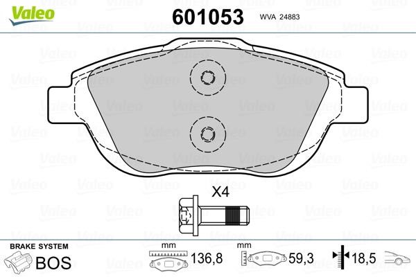 Valeo 601053 Brake Pad Set, disc brake 601053: Buy near me in Poland at 2407.PL - Good price!