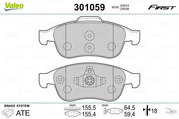 Valeo 301059 Brake Pad Set, disc brake 301059: Buy near me in Poland at 2407.PL - Good price!