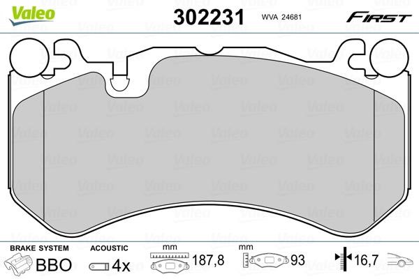 Valeo 302231 Front disc brake pads, set 302231: Buy near me at 2407.PL in Poland at an Affordable price!
