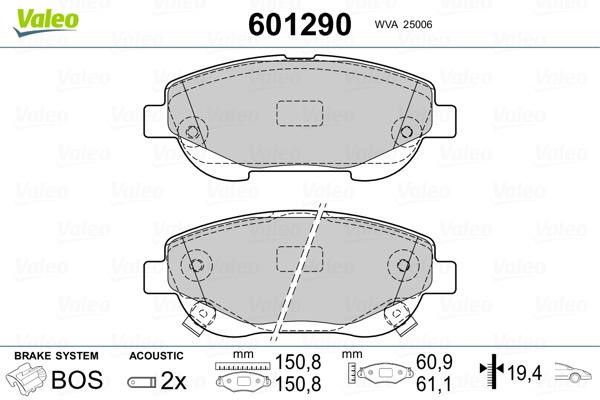 Valeo 601290 Гальмівні колодки, комплект 601290: Приваблива ціна - Купити у Польщі на 2407.PL!