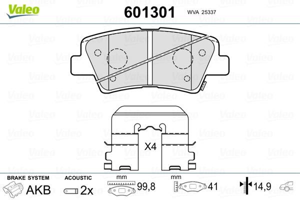 Valeo 601301 Brake Pad Set, disc brake 601301: Buy near me in Poland at 2407.PL - Good price!