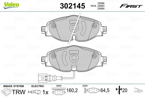 Valeo 302145 Front disc brake pads, set 302145: Buy near me in Poland at 2407.PL - Good price!