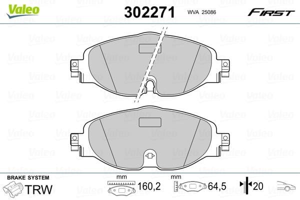 Valeo 302271 Front disc brake pads, set 302271: Buy near me at 2407.PL in Poland at an Affordable price!