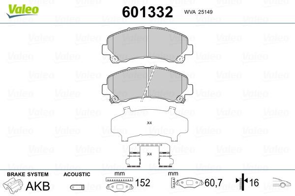 Valeo 601332 Brake Pad Set, disc brake 601332: Buy near me in Poland at 2407.PL - Good price!