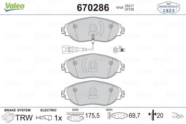 Valeo 670286 Scheibenbremsbeläge, Set 670286: Kaufen Sie zu einem guten Preis in Polen bei 2407.PL!