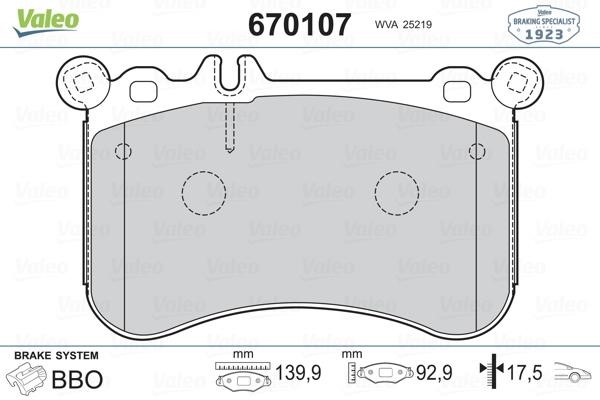 Valeo 670107 Гальмівні колодки, комплект 670107: Приваблива ціна - Купити у Польщі на 2407.PL!