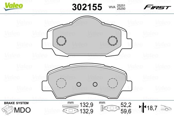 Valeo 302155 Front disc brake pads, set 302155: Buy near me in Poland at 2407.PL - Good price!