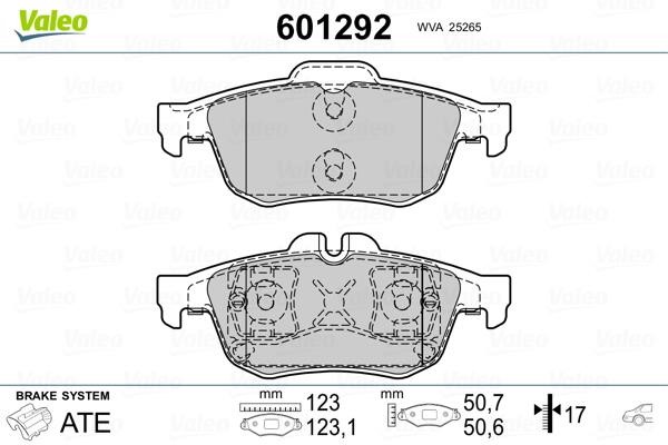 Valeo 601292 Brake Pad Set, disc brake 601292: Buy near me in Poland at 2407.PL - Good price!