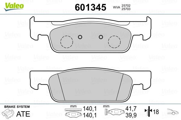 Valeo 601345 Scheibenbremsbeläge, Set 601345: Kaufen Sie zu einem guten Preis in Polen bei 2407.PL!