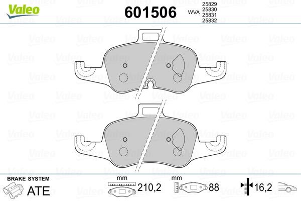 Valeo 601506 Front disc brake pads, set 601506: Buy near me in Poland at 2407.PL - Good price!