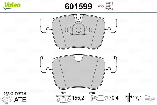 Valeo 601599 Front disc brake pads, set 601599: Buy near me in Poland at 2407.PL - Good price!