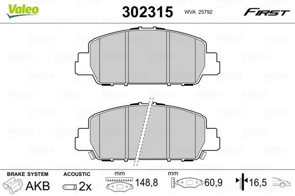 Valeo 302315 Front disc brake pads, set 302315: Buy near me in Poland at 2407.PL - Good price!