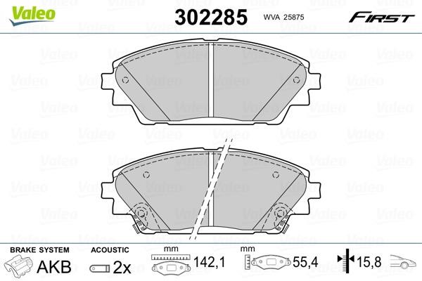 Valeo 302285 Front disc brake pads, set 302285: Buy near me at 2407.PL in Poland at an Affordable price!