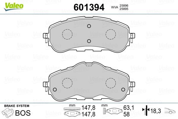 Valeo 601394 Brake Pad Set, disc brake 601394: Buy near me in Poland at 2407.PL - Good price!
