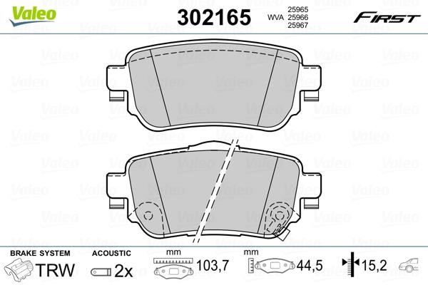 Valeo 302165 Rear disc brake pads, set 302165: Buy near me at 2407.PL in Poland at an Affordable price!