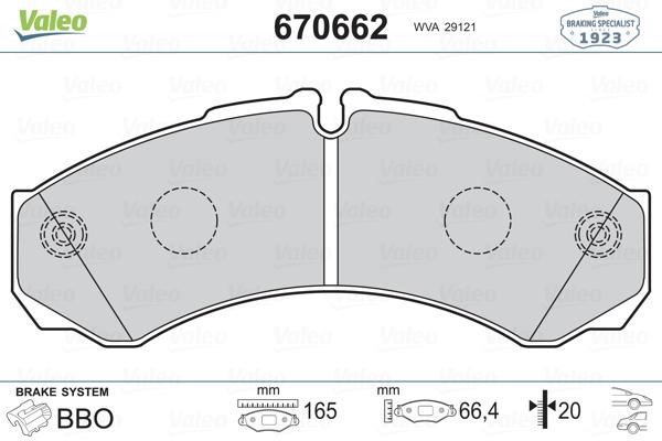 Valeo 670662 Brake Pad Set, disc brake 670662: Buy near me in Poland at 2407.PL - Good price!