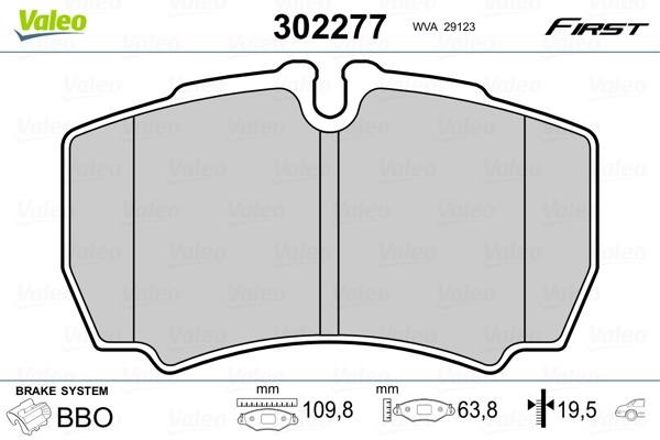Valeo 302277 Rear disc brake pads, set 302277: Buy near me in Poland at 2407.PL - Good price!