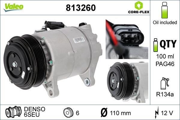 Valeo 813260 Compressor, air conditioning 813260: Buy near me at 2407.PL in Poland at an Affordable price!