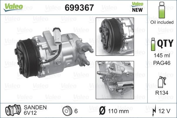 Valeo 699367 Compressor, air conditioning 699367: Buy near me in Poland at 2407.PL - Good price!
