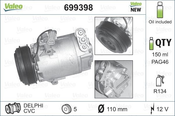 Valeo 699398 Kompressor 699398: Kaufen Sie zu einem guten Preis in Polen bei 2407.PL!