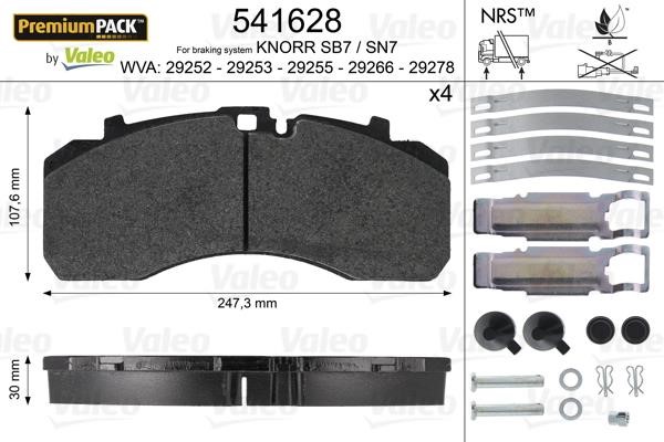 Valeo 541628 Rear disc brake pads, set 541628: Buy near me in Poland at 2407.PL - Good price!