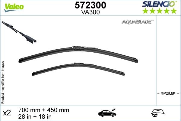 Valeo 572300 Set of frameless wiper blades 700/450 572300: Buy near me in Poland at 2407.PL - Good price!
