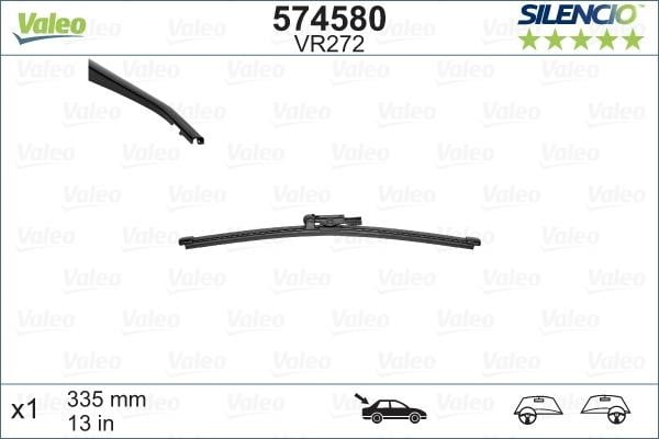 Valeo 574580 Wiper Blade Frameless Rear Valeo Silencio Rear 330 mm (13") 574580: Buy near me in Poland at 2407.PL - Good price!