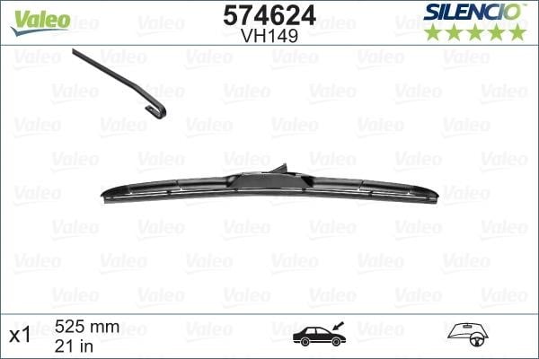 Valeo 574624 Wiper blade hybrid 525 mm (21") 574624: Buy near me in Poland at 2407.PL - Good price!