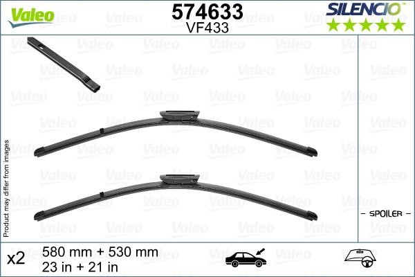 Valeo 574633 Set of frameless wiper blades 580/530 574633: Buy near me in Poland at 2407.PL - Good price!