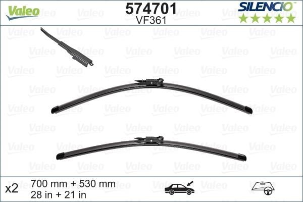 Valeo 574701 Set of frameless wiper blades 700/530 574701: Buy near me at 2407.PL in Poland at an Affordable price!