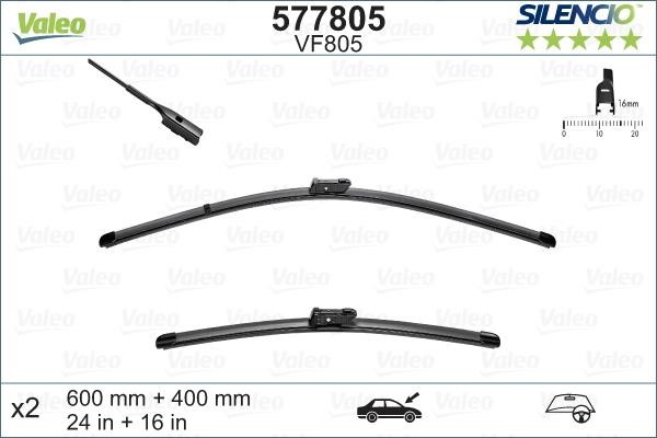Valeo 577805 Frameless wiper set 600/400 577805: Buy near me in Poland at 2407.PL - Good price!
