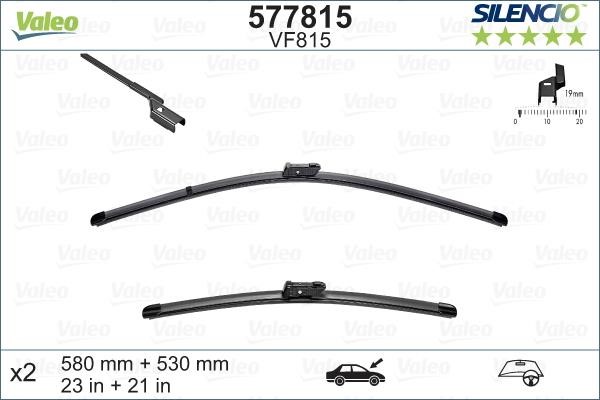 Valeo 577815 Set of frameless wiper blades 580/530 577815: Buy near me at 2407.PL in Poland at an Affordable price!