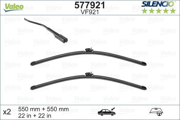 Valeo 577921 Set of frameless wiper blades 550/550 577921: Buy near me at 2407.PL in Poland at an Affordable price!