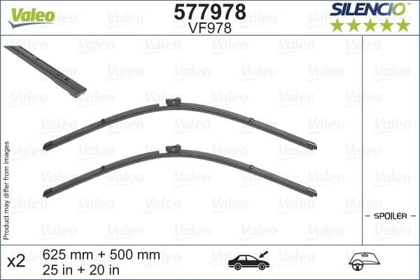 Valeo 577978 Set of frameless wiper blades 625/500 577978: Buy near me in Poland at 2407.PL - Good price!